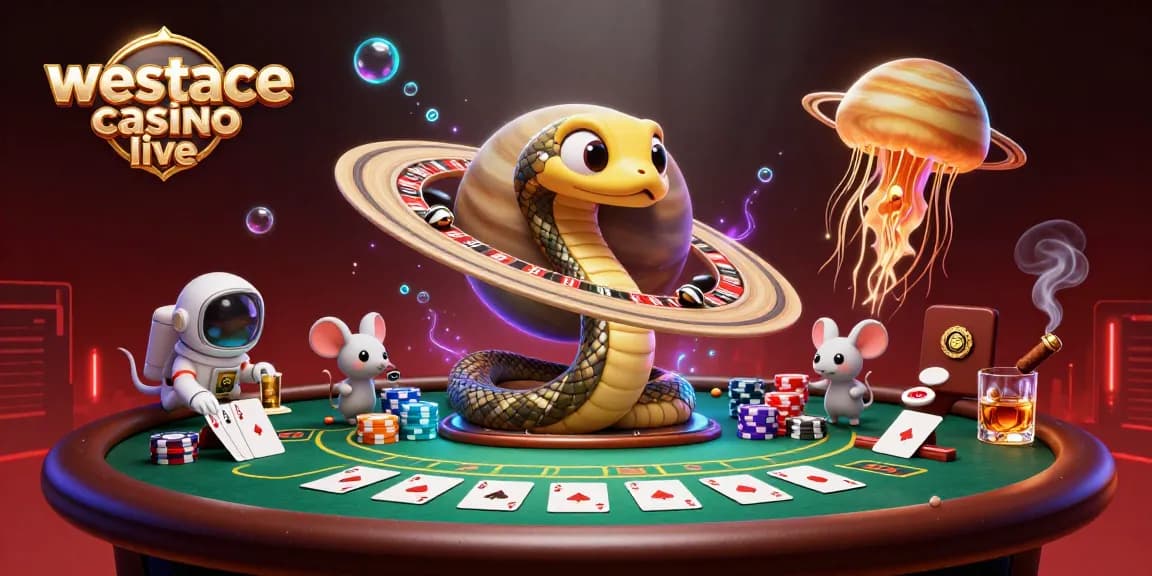 Jouez sur westace casino live avec une roulette cosmique animée et des astronautes bettors.