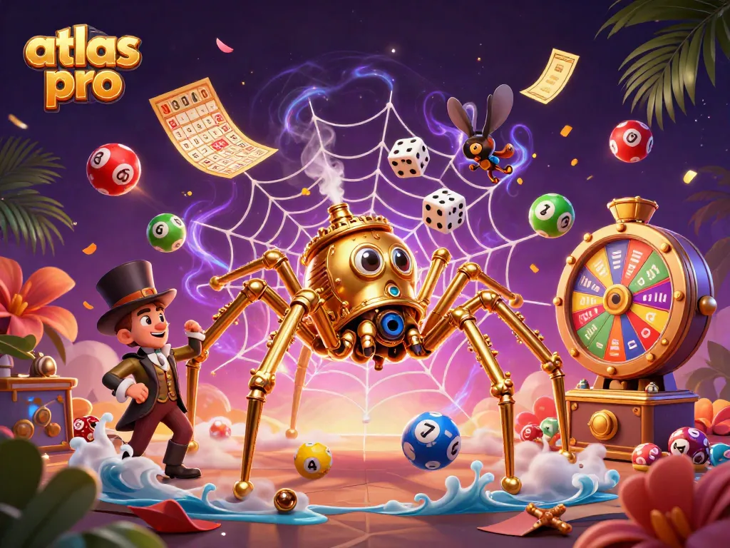 Atlas Pro, immersion dans le jeu avec des éléments de loto colorés et une expérience de casino captivante.