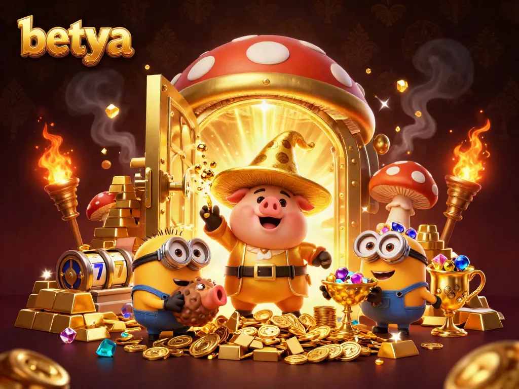Engage in thrilling gameplay at betya casino with a vibrant wizard and treasure themed illustration.