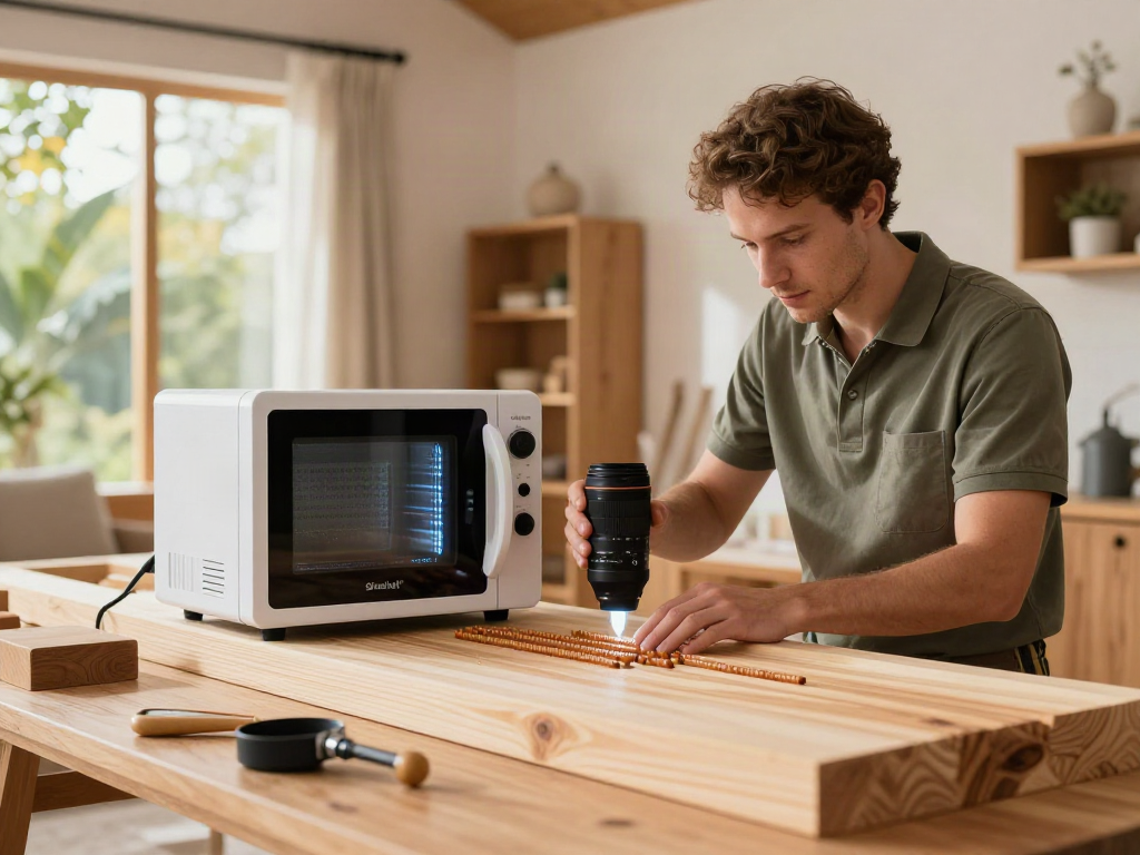 Traitement des vers à bois Shashel® dans un intérieur moderne, appareil en action.