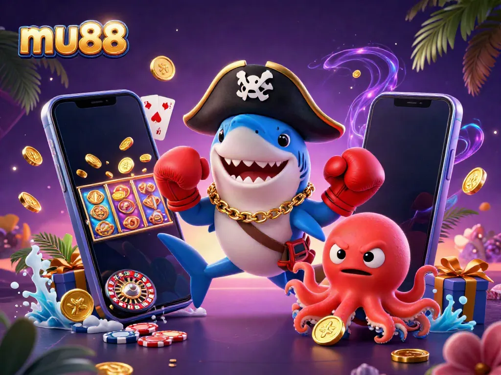 Experience thrilling slots action with mu88 in an exciting 3D casino scene featuring dynamic characters.